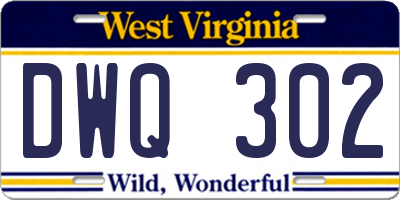 WV license plate DWQ302