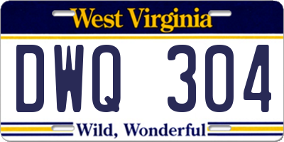 WV license plate DWQ304