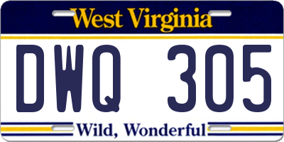 WV license plate DWQ305
