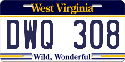 WV license plate DWQ308