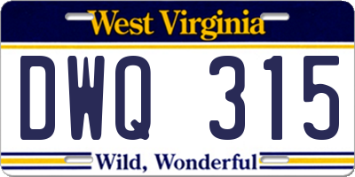 WV license plate DWQ315