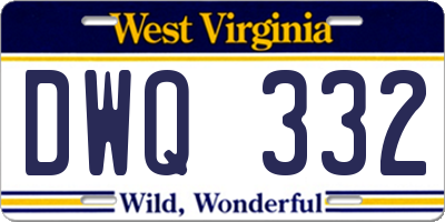 WV license plate DWQ332