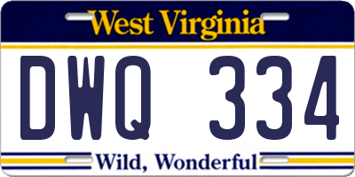 WV license plate DWQ334
