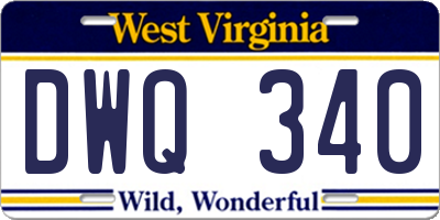 WV license plate DWQ340