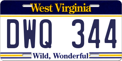WV license plate DWQ344