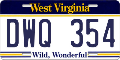 WV license plate DWQ354