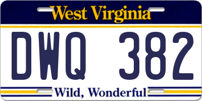 WV license plate DWQ382