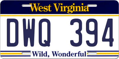 WV license plate DWQ394