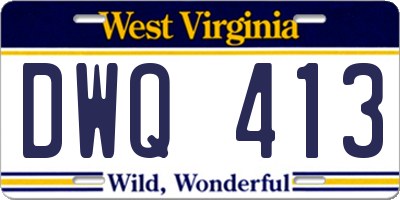 WV license plate DWQ413