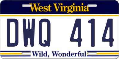 WV license plate DWQ414