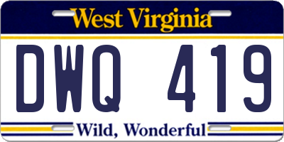 WV license plate DWQ419