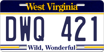 WV license plate DWQ421