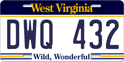 WV license plate DWQ432