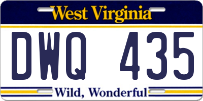 WV license plate DWQ435