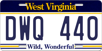 WV license plate DWQ440