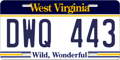 WV license plate DWQ443