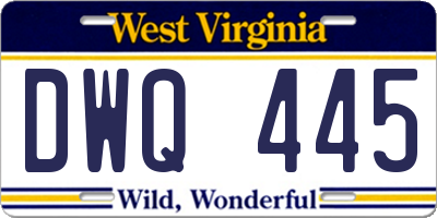 WV license plate DWQ445