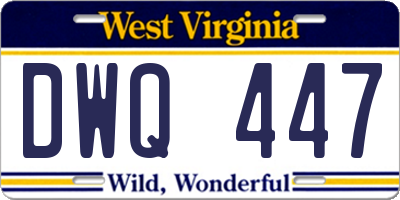 WV license plate DWQ447