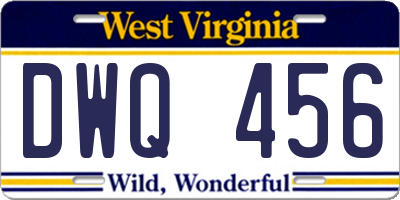 WV license plate DWQ456