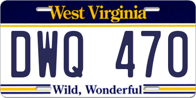 WV license plate DWQ470