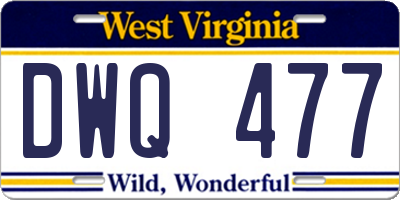 WV license plate DWQ477