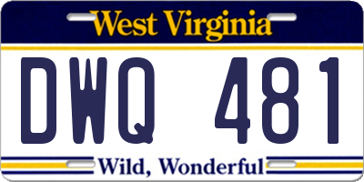 WV license plate DWQ481