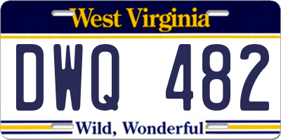 WV license plate DWQ482