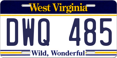 WV license plate DWQ485