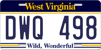 WV license plate DWQ498