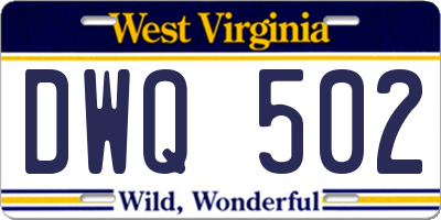 WV license plate DWQ502