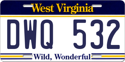 WV license plate DWQ532