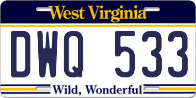 WV license plate DWQ533