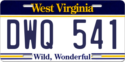 WV license plate DWQ541