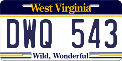 WV license plate DWQ543