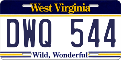 WV license plate DWQ544