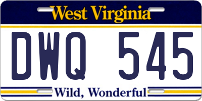 WV license plate DWQ545