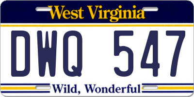 WV license plate DWQ547