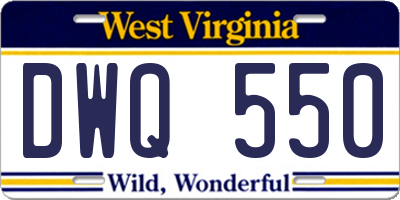 WV license plate DWQ550