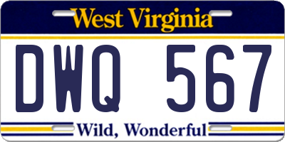 WV license plate DWQ567