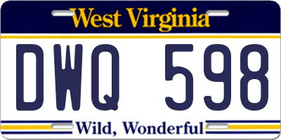 WV license plate DWQ598