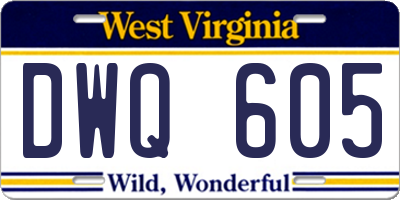 WV license plate DWQ605
