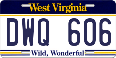 WV license plate DWQ606