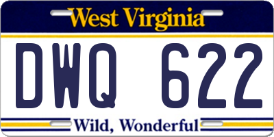 WV license plate DWQ622