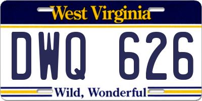 WV license plate DWQ626