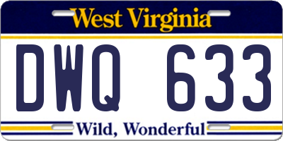 WV license plate DWQ633