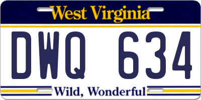 WV license plate DWQ634