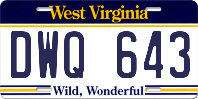 WV license plate DWQ643