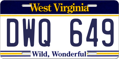 WV license plate DWQ649
