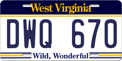 WV license plate DWQ670