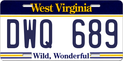 WV license plate DWQ689